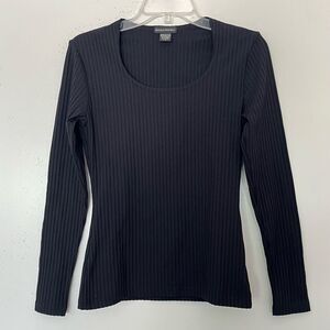 Banana Republic Ribbed Crew Neck Top Size Small Black Minimalist Y2K Vintage USA